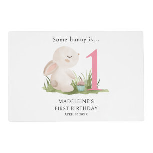 Some Bunny is One Pink 1st Birthday Celebration Placemat