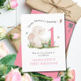Some Bunny is One Pink 1st Birthday Invitation Postcard