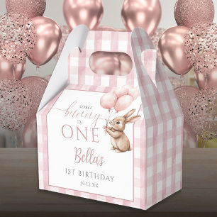 Some Bunny Is One Pink Balloons 1st Birthday Favor Boxes