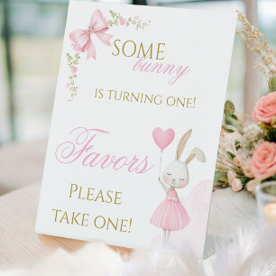Some Bunny is One Pink Bow Coquette Favor Sign