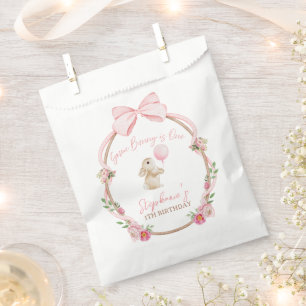Some Bunny is One Pink Bow Rabbit First Birthday Favor Bag