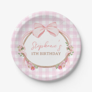 Some Bunny is One Pink Bow Rabbit First Birthday Paper Plates