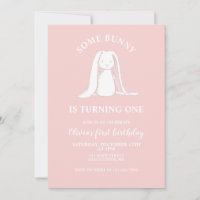 Some Bunny is One Pink First Birthday Invitation