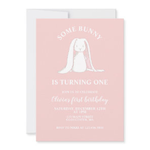 Some Bunny is One Pink First Birthday Invitation