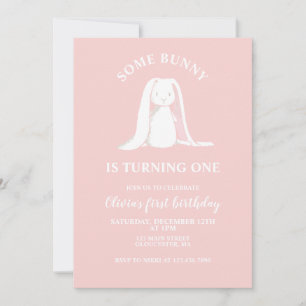 Some Bunny is One Pink First Birthday Invitation