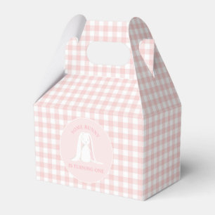 Some Bunny is One Pink Gingham Birthday Favor Boxes