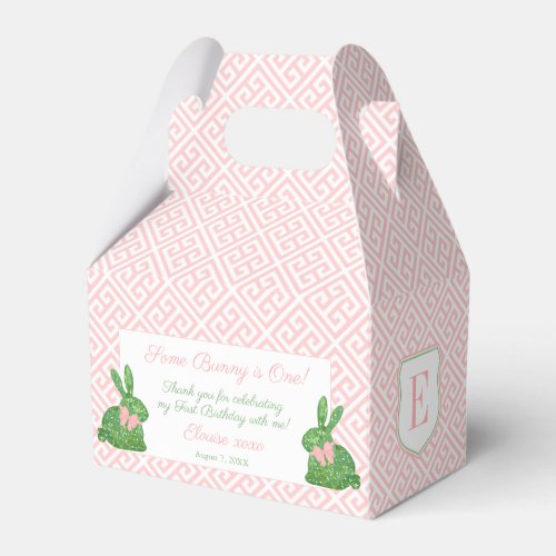 Some Bunny Is One Pink Green 1st Birthday Party Favor Boxes