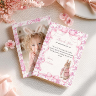 Some Bunny Is One Pink Toile Bunny  Thank You Card