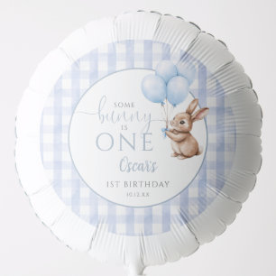 Some Bunny Is One Rabbit Blue 1st Birthday Balloon