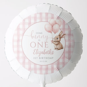 Some Bunny Is One Rabbit Pink 1st Birthday Balloon