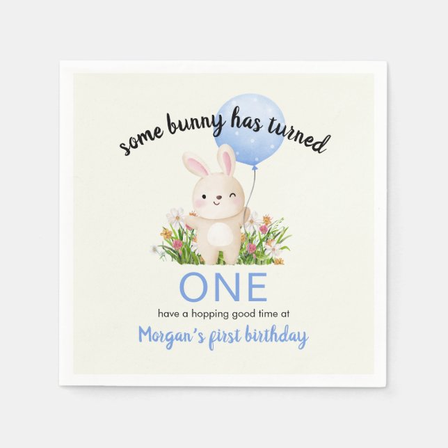 Some Bunny Is One Simple Cute Boys 1st Birthday  Napkins (Front)
