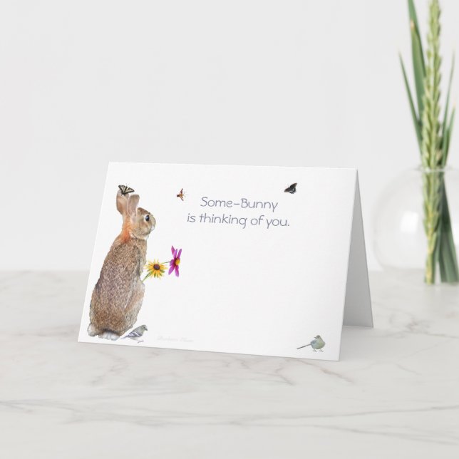 Some-Bunny is thinking of you: Nature-rabbit Card (Front)