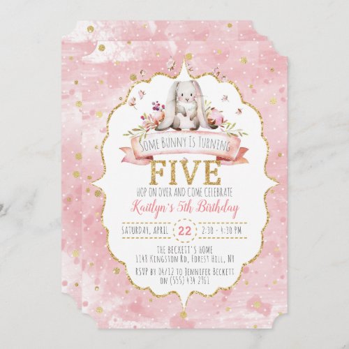 Some Bunny is Turning Five 5th Birthday Invitation