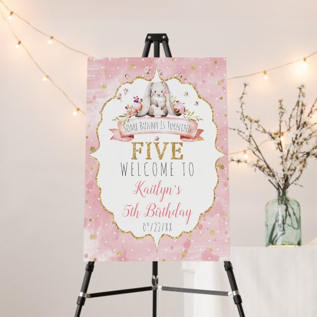 Some Bunny is Turning Five 5th Birthday Welcome Foam Board (In Situ (Stand))