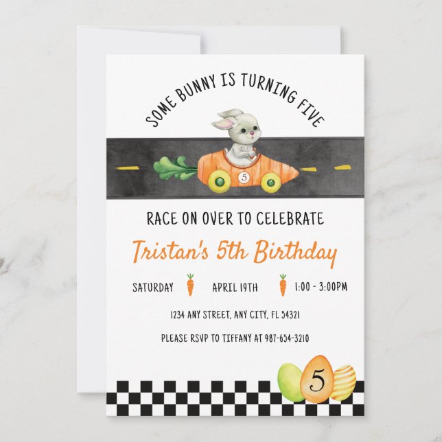 Some Bunny is Turning Five Easter Bunny Race Invitation (Front)