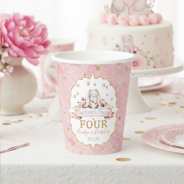 Some Bunny is Turning Four 4th Birthday Paper Cups (Creator Uploaded)
