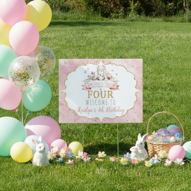 Some Bunny is Turning Four 4th Birthday Welcome Sign (Creator Uploaded)
