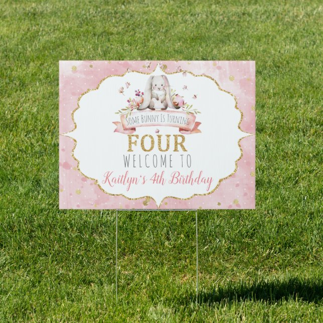 Some Bunny is Turning Four 4th Birthday Welcome Sign (Insitu)