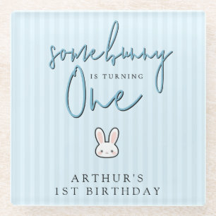Some Bunny is turning One 1st Birthday Celebration Glass Coaster