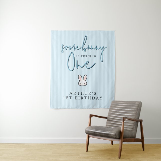 Some Bunny is turning One 1st Birthday Celebration Tapestry (In Situ)