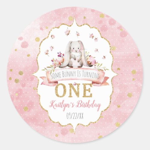 Some Bunny is Turning One 1st Birthday Favor Classic Round Sticker