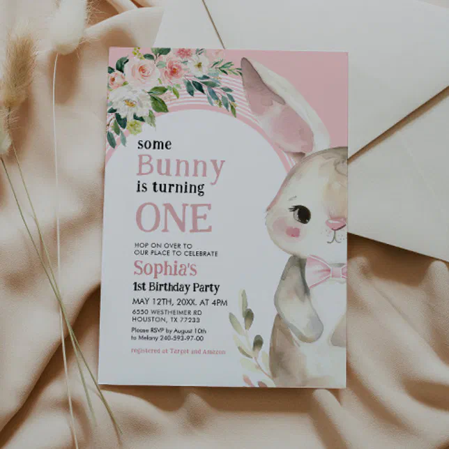 Some Bunny is Turning One 1st Birthday Invitation | Zazzle