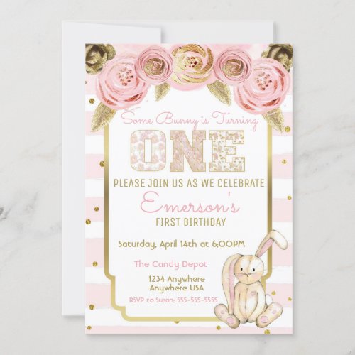 Some Bunny is Turning One 1st Birthday Invitation