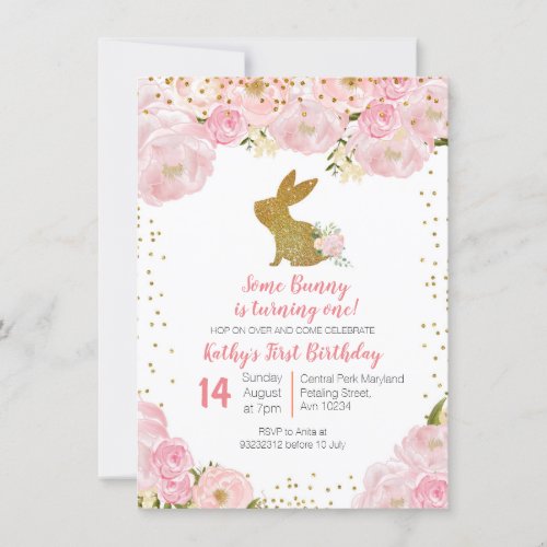 Some Bunny is Turning One 1st Birthday Invitation