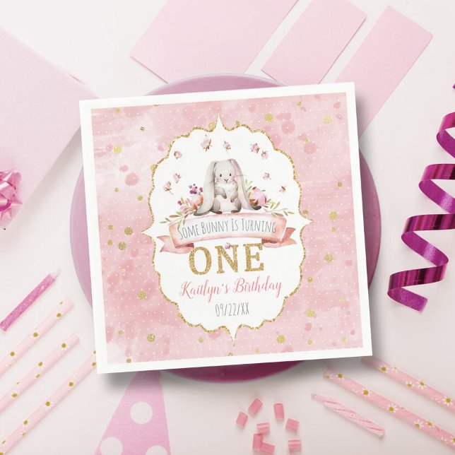 Some Bunny is Turning One 1st Birthday Napkins (Creator Uploaded)