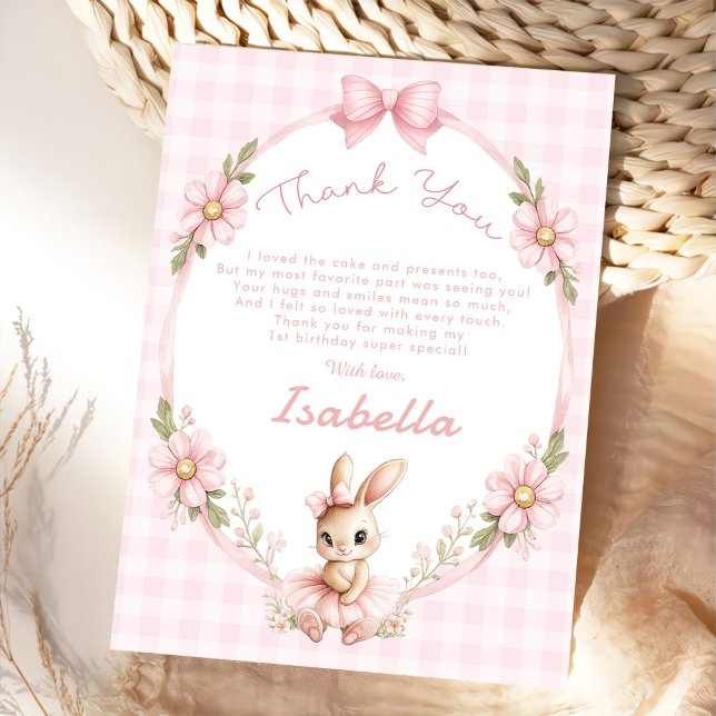 Some Bunny is Turning One 1st Birthday Thank You Card (Creator Uploaded)