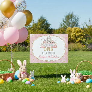 Some Bunny is Turning One 1st Birthday Welcome Sign
