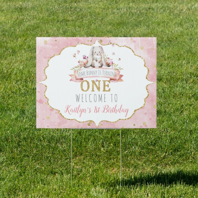 Some Bunny is Turning One 1st Birthday Welcome Sign (Insitu)