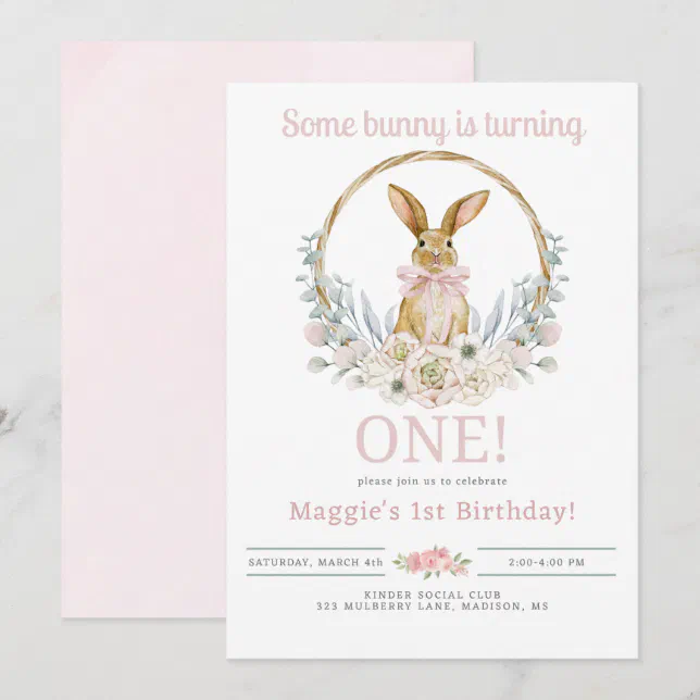 Some Bunny is Turning One Birthday Invitation | Zazzle