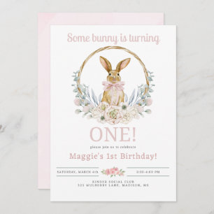 Some Bunny is Turning One Birthday Invitation