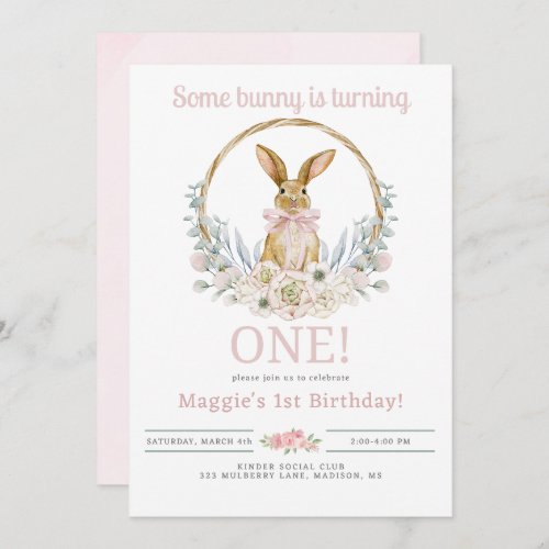 Some Bunny is Turning One Birthday Invitation