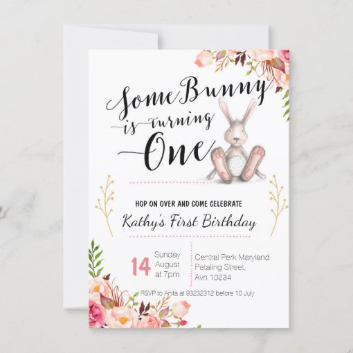 Some Bunny is Turning One Birthday Invitation | Zazzle