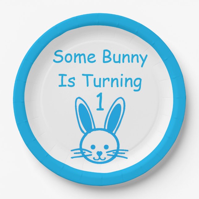 Some Bunny Is Turning One Birthday Paper Plates (Front)
