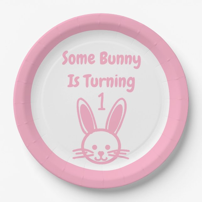 Some Bunny Is Turning One Birthday Paper Plates (Front)
