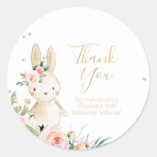 Some Bunny is Turning One Birthday Thank You Favor Classic Round Sticker
