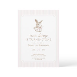 Some Bunny Is Turning One Bunny 1st birthday Invitation