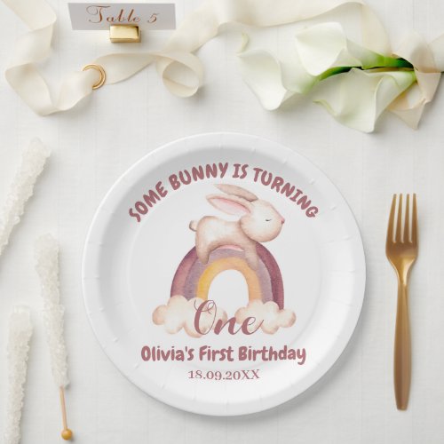 Some Bunny Is Turning One Bunny 1st Birthday Paper Plates