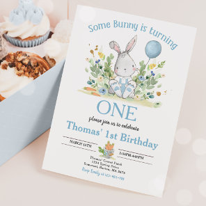 Some Bunny Is Turning One Bunny 1st Birthday Party Invitation