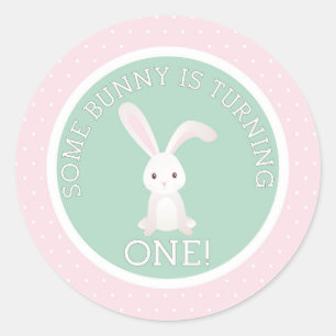 Some Bunny is Turning one! Classic Round Sticker