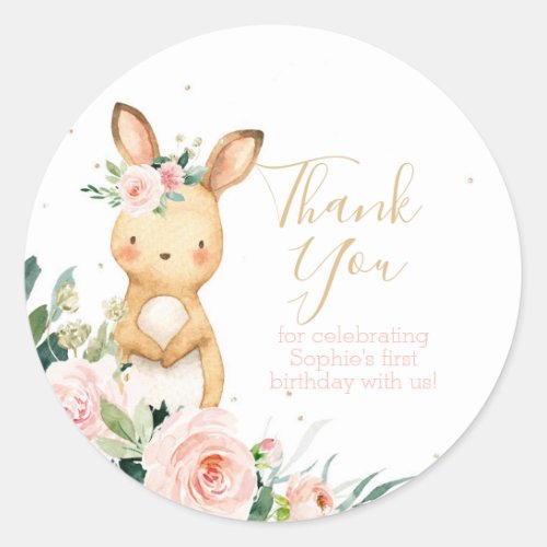 Some Bunny is Turning One First Birthday for Girl  Classic Round Sticker