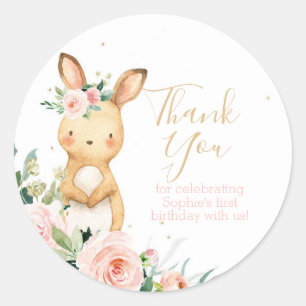 Some Bunny is Turning One First Birthday for Girl Classic Round Sticker