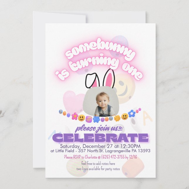 Some Bunny is Turning One! First Birthday Invites (Front)