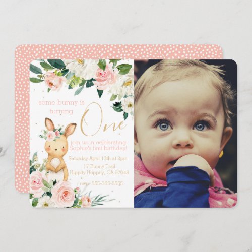 Some Bunny is Turning One First Birthday Photo Invitation