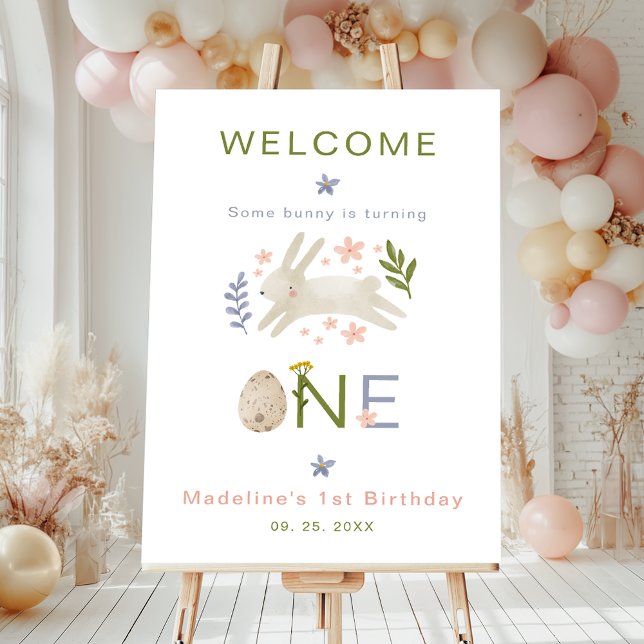 Some Bunny Is Turning One Girl 1st Birthday Party Foam Board (Creator Uploaded)