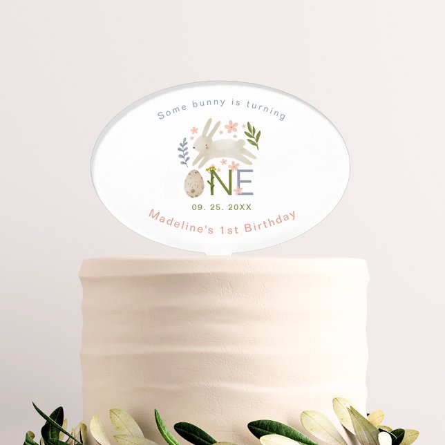 Some Bunny Is Turning One Girl's 1st Birthday Cake Topper (Creator Uploaded)