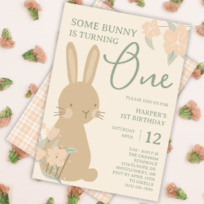 Some Bunny is Turning One Girl's 1st Birthday Invitation